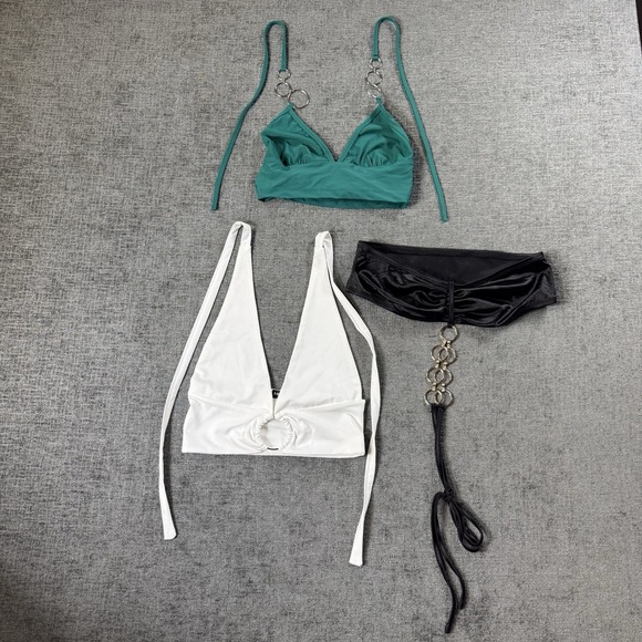 Women's Shein Halter Top Tie Bandeau Lot Of 3 Size XS/S Blue White‎ Black - Picture 1 of 11